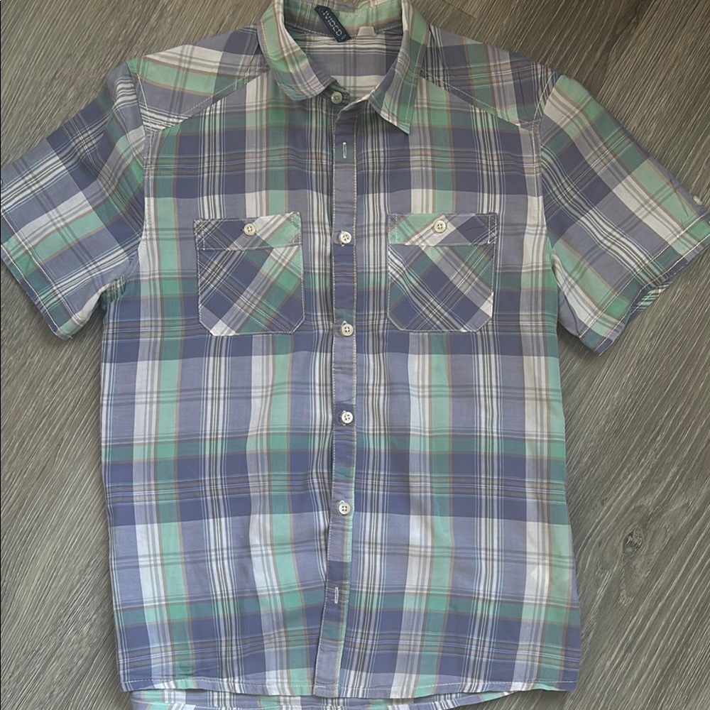 👕3/$15👕 H&M Divided Men’s Plaid Pastel Short-Sleeved Button-Down Shirt